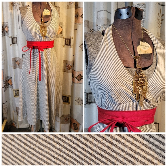 American Vintage Dresses & Skirts - Retro Grey Seersucker Dress